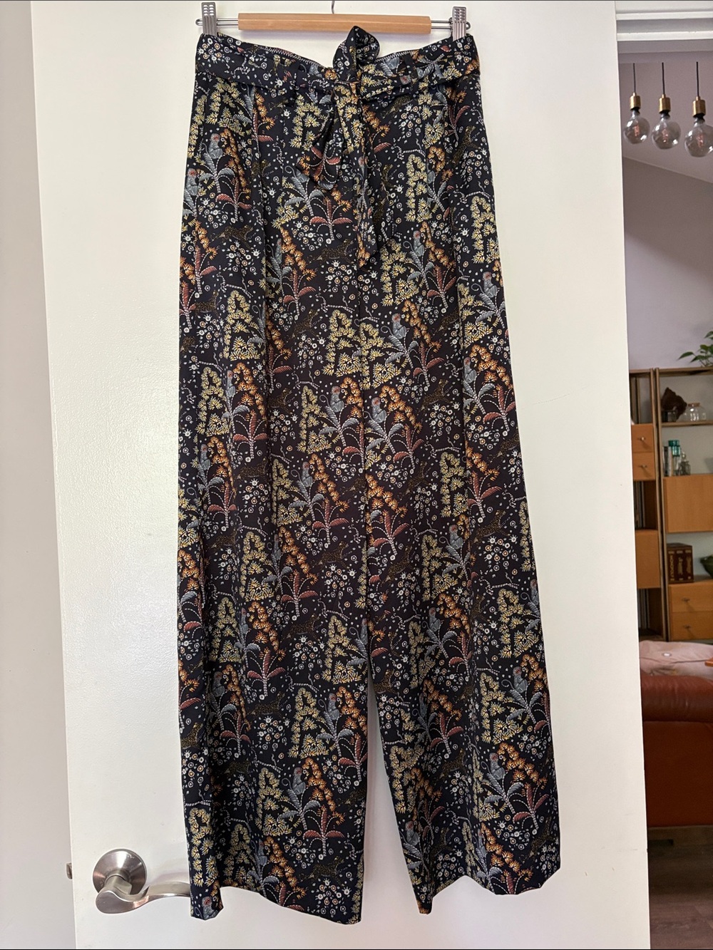 JCrew Wide Leg Floral Pants - Black with multicolored print